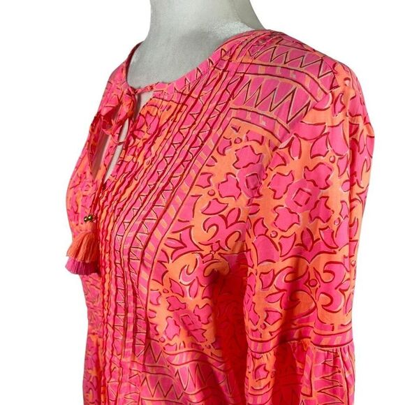 vineyard vines Top Pink Print w Tie Neck New !! Long Sleeves Size XSmall NEW !!! - Picture 6 of 11